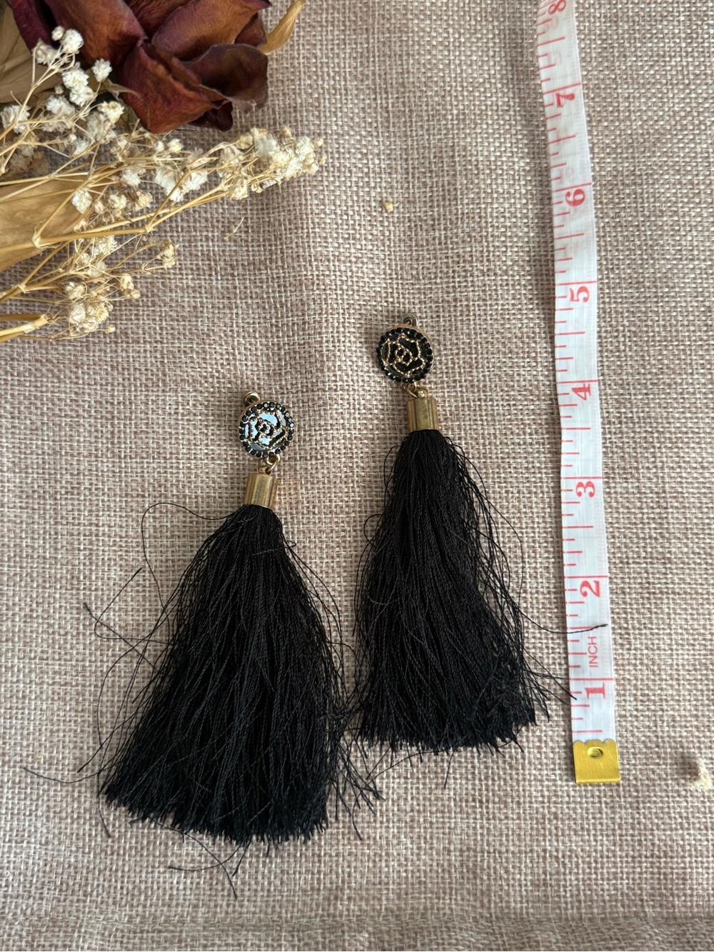 Black Tassel Drop Earrings - Designer-Inspired Women Jewelry